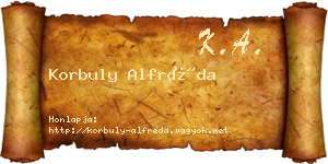 Korbuly Alfréda névjegykártya